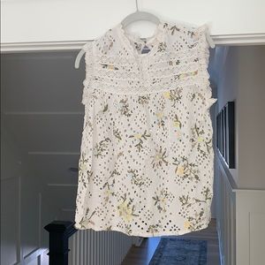 Love stitch ivory eyelet top